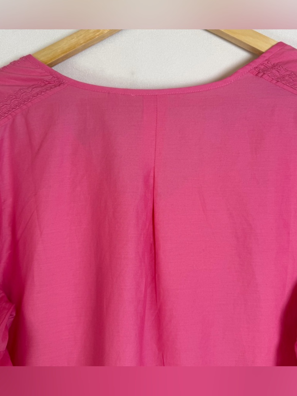 Soft Surroundings Women’s Pink Boho Top Sz L Eyelet Bell Sleeve Cottagecore - Picture 11 of 11